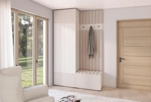 Romeo upholstered wardrobe without mirror and handles, version 4