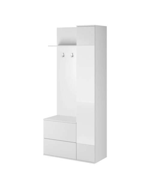 Green wardrobe, shoe cabinet, hanger panel, shelf, mirror, drawer, wardrobe, white
