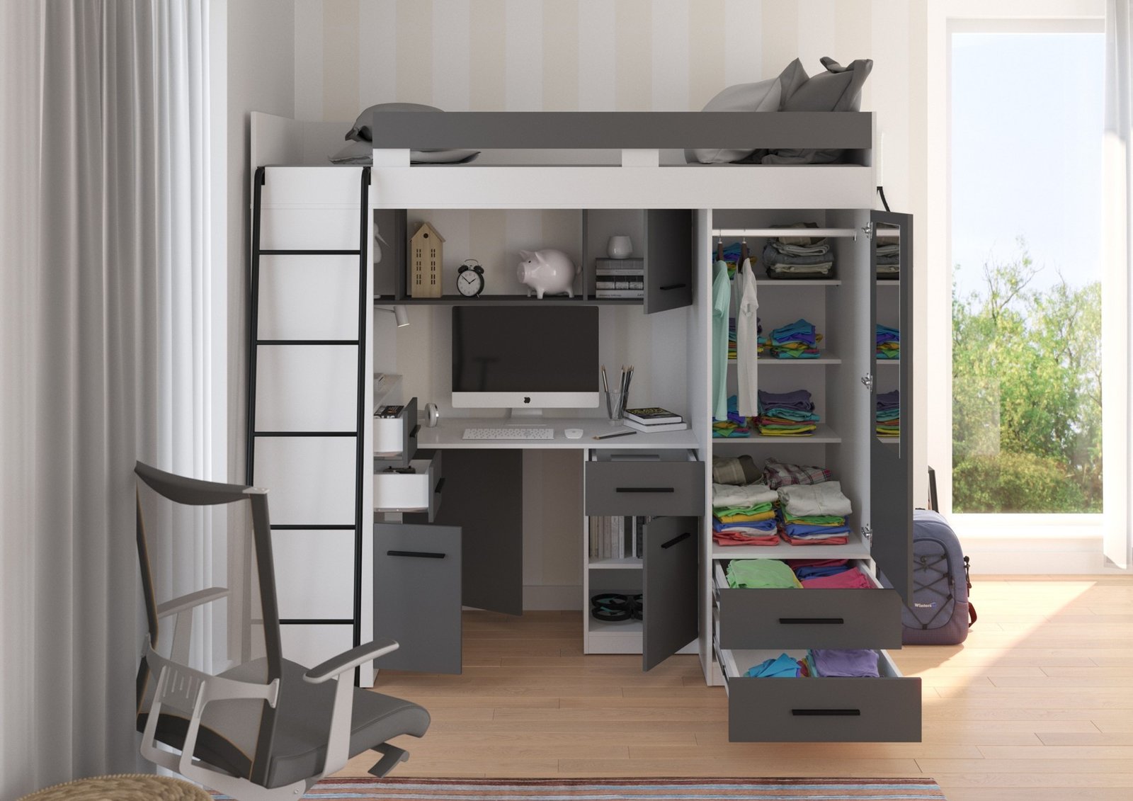 SMYK L mezzanine without matt white / graphite color - Image 4