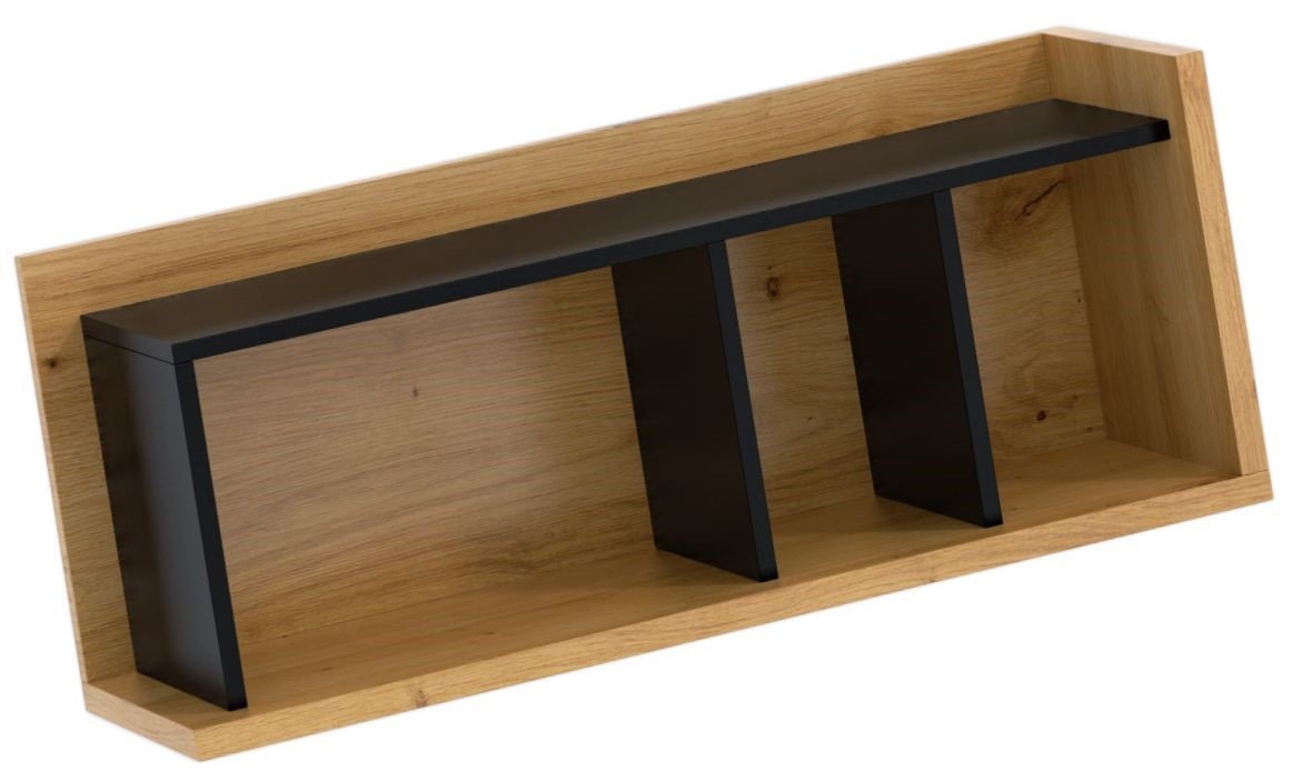 BOX 04 furniture wall bookshelf, oak imitation, black - Image 3