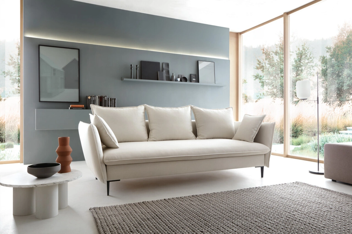 Three-seater sofa with sides on legs, glossy, Gr2