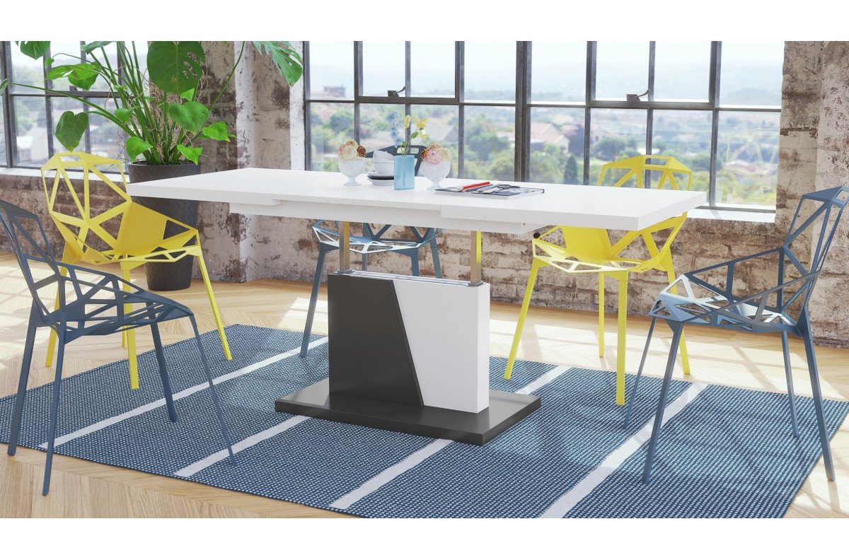 GRAND NOIR matt white/anthracite - MODERN EXTENDABLE LIFT TABLE COFFEE TABLE - Image 2