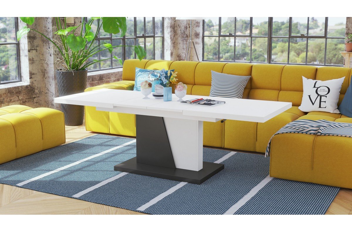 GRAND NOIR matt white/anthracite - MODERN EXTENDABLE LIFT TABLE COFFEE TABLE - Image 5