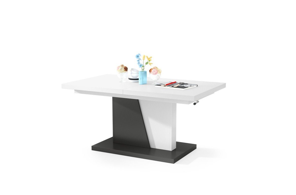 GRAND NOIR matt white/anthracite - MODERN EXTENDABLE LIFT TABLE COFFEE TABLE - Image 7