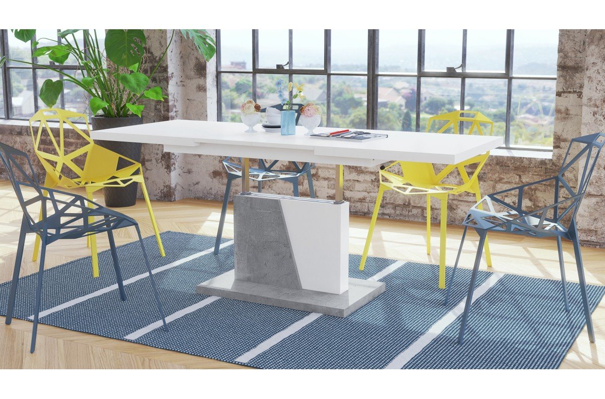 GRAND NOIR white/millennium concrete - MODERN EXTENDABLE LIFT TABLE - Image 2
