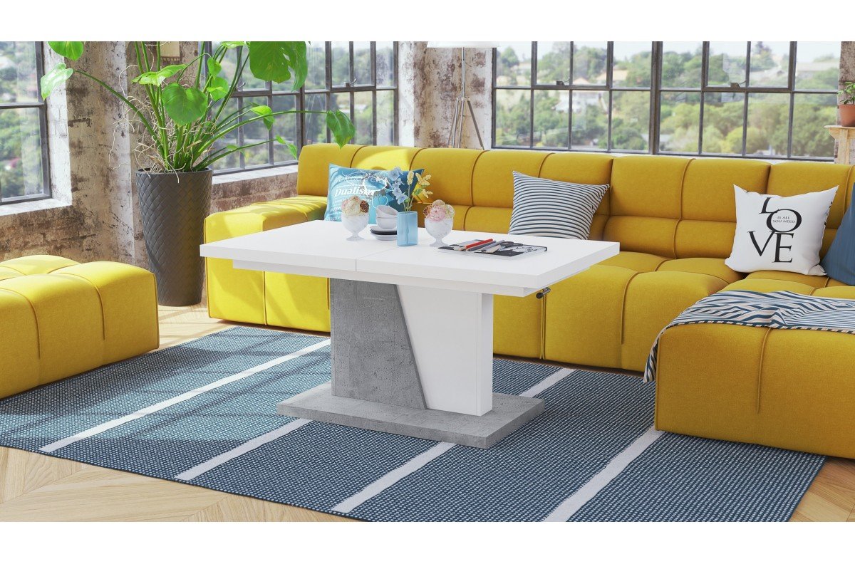 GRAND NOIR white/millennium concrete - MODERN EXTENDABLE LIFT TABLE - Image 3
