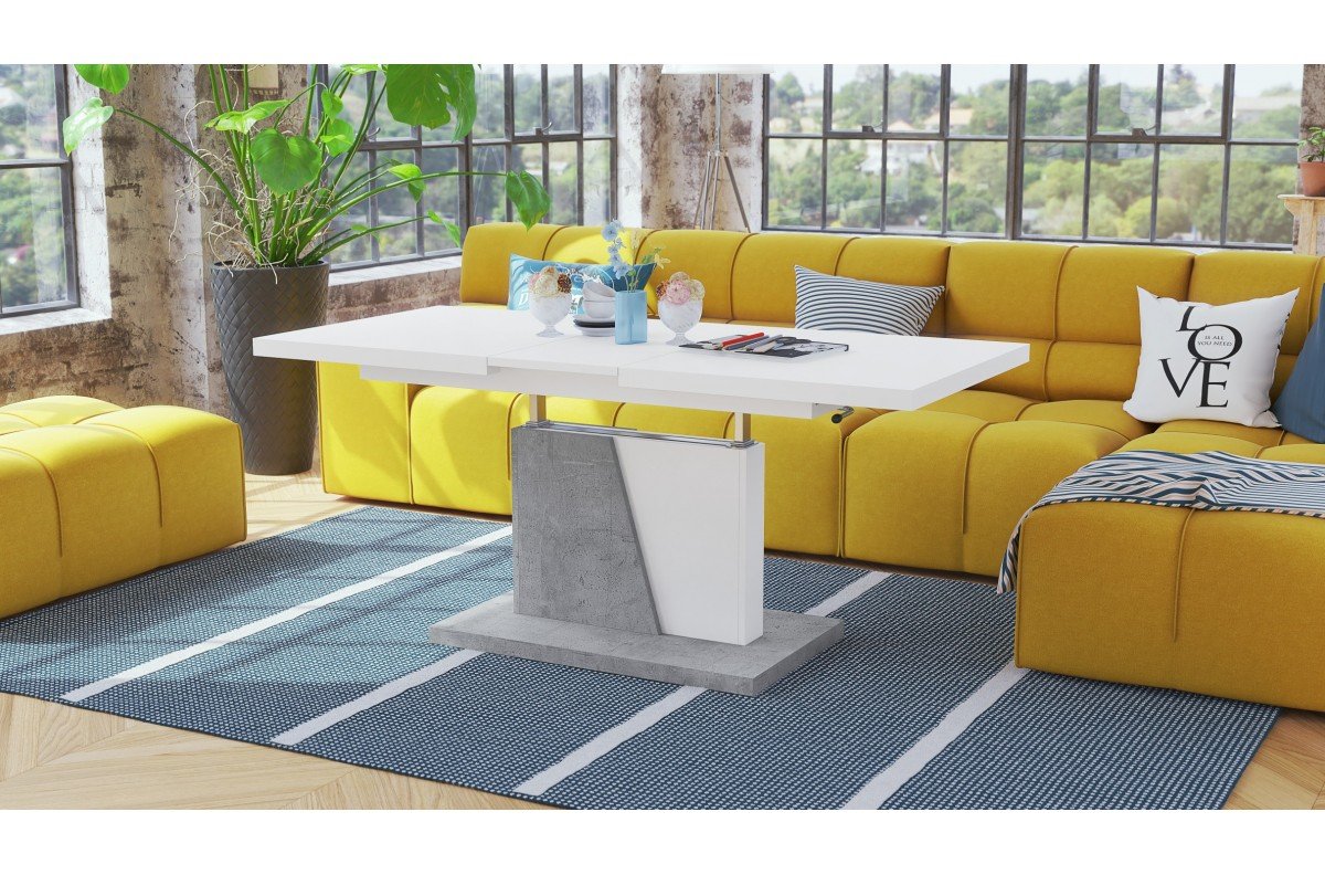 GRAND NOIR white/millennium concrete - MODERN EXTENDABLE LIFT TABLE - Image 4