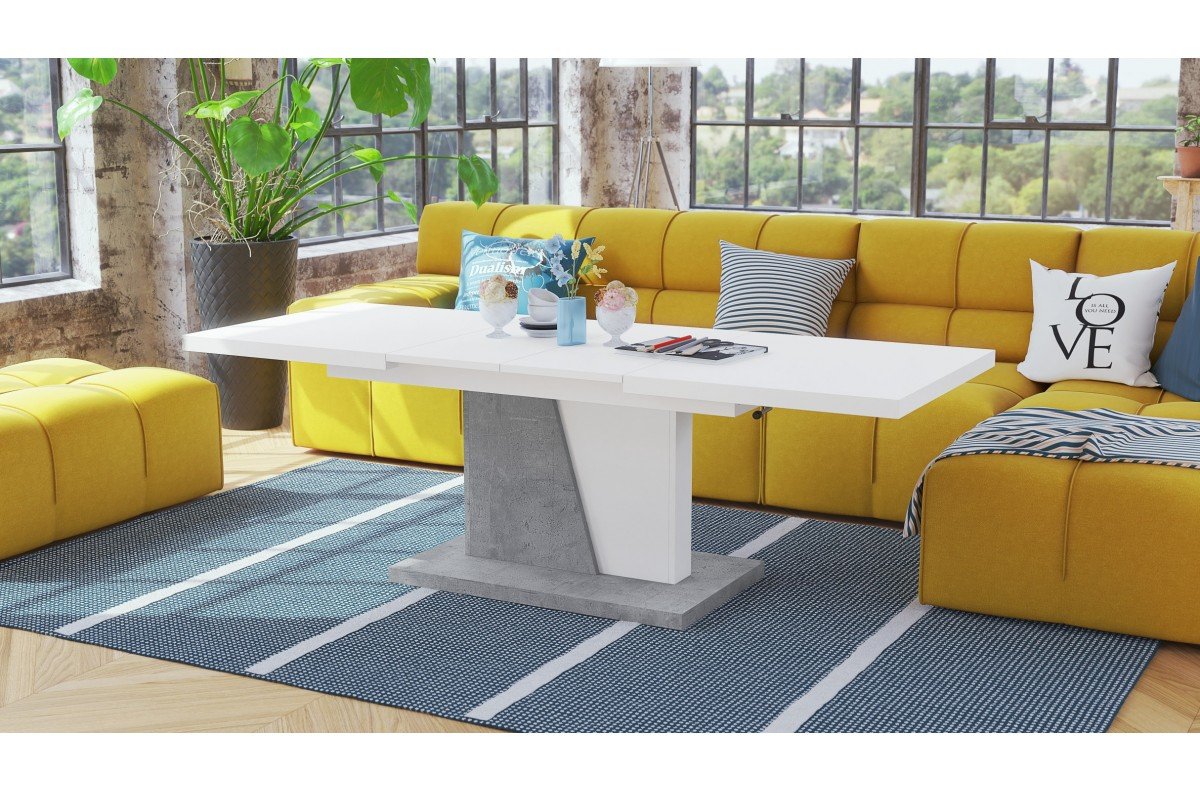 GRAND NOIR white/millennium concrete - MODERN EXTENDABLE LIFT TABLE - Image 5
