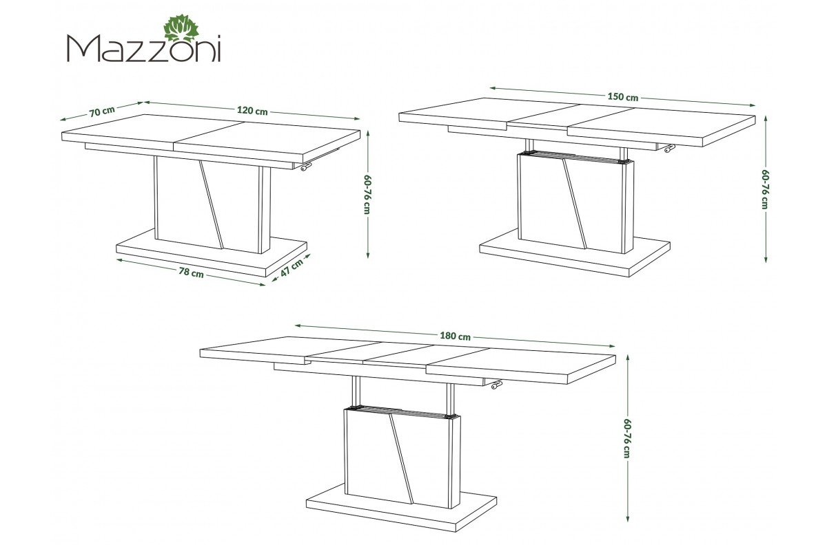 GRAND NOIR white/millennium concrete - MODERN EXTENDABLE LIFT TABLE - Image 6