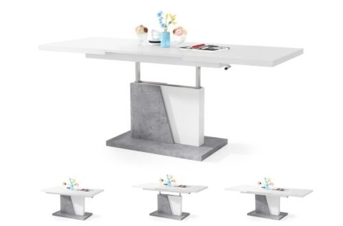 GRAND NOIR white/millennium concrete – MODERN EXTENDABLE LIFT TABLE