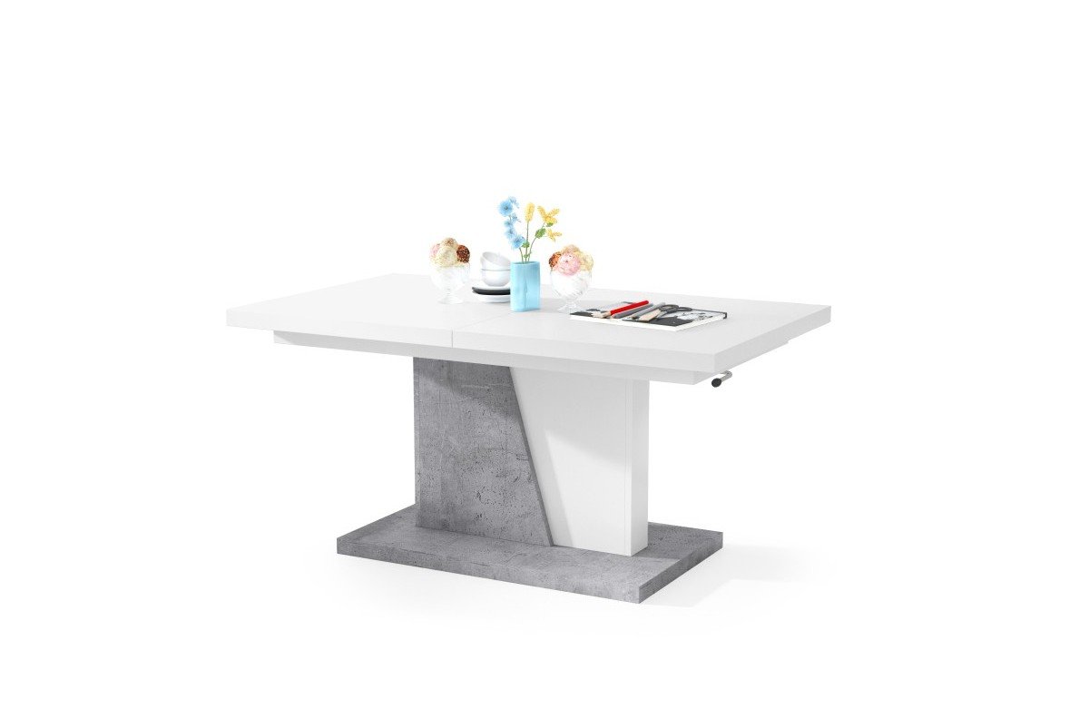 GRAND NOIR white/millennium concrete - MODERN EXTENDABLE LIFT TABLE - Image 7