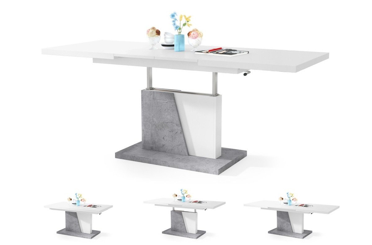 GRAND NOIR white/millennium concrete - MODERN EXTENDABLE LIFT TABLE