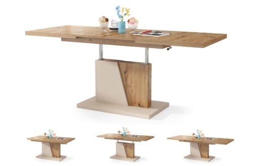 GRAND NOIR Artisan Oak/Beige – MODERN EXTENDABLE LIFT BENCH TABLE