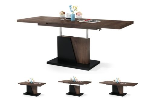 GRAND NOIR brown oak / matte black – MODERN EXTENDABLE LIFTABLE COFFEE TABLE