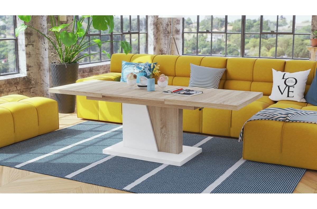 GRAND NOIR Sonoma oak/matte white - MODERN EXTENDABLE LIFT COFFEE TABLE - Image 5