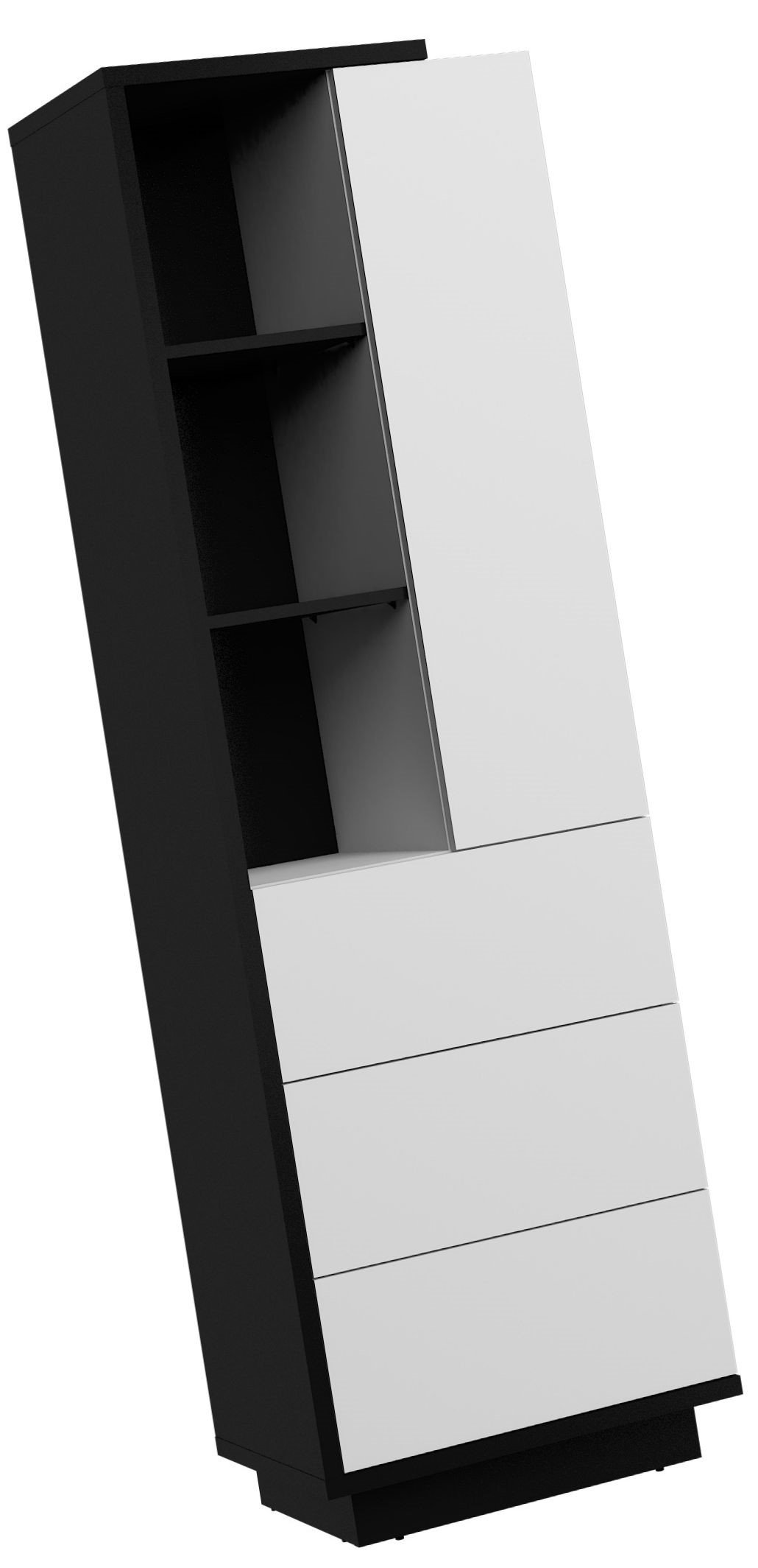 HYBRID 19 furniture, high shelf with shelves, drawer, door, black and white glossy colorHYBRID - Image 5