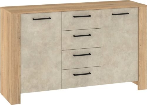 SLIDE 03 large chest of drawers with doors for the living room, Cremona oak, gr m