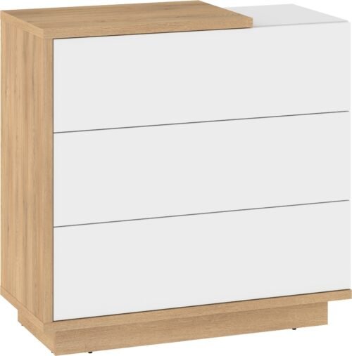 HYBRID 09 furniture chest of drawers for living room, bedroom, cremona oak, white, polishedHYBRID