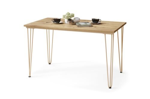 HAIRPIN S-120 Artisan Oak/Beige – MODERN/BOHO KITCHEN DINING LIVING ROOM TABLE