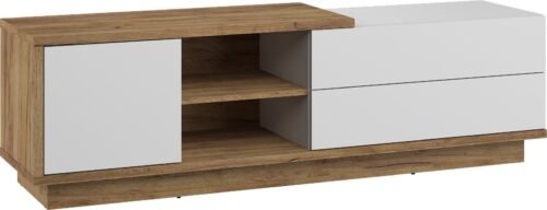 HYBRID 21 furniture chest of drawers, table, TV cabinet with drawers, oak color, gold, whiteHYBRID
