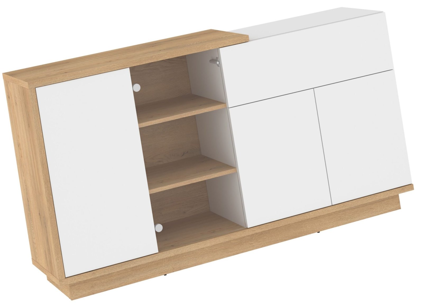 HYBRID 08 furniture display cabinet with drawer for living room, cremona oak, white glossy colorHYBRID - Image 4