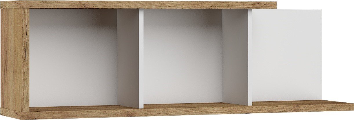HYBRID 15 furniture wall shelf for living room, oak, gold and white, handicraftsHYBRID