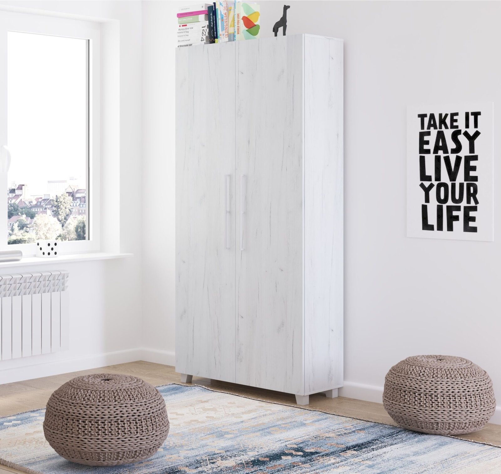 Vertical wall bed TEDDY 90 oak white - Image 2