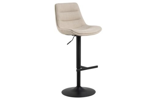 IDA Beige (Basel 24 fabric) / black leg – Upholstered swivel bar stool for kitchen, living room, restaurant