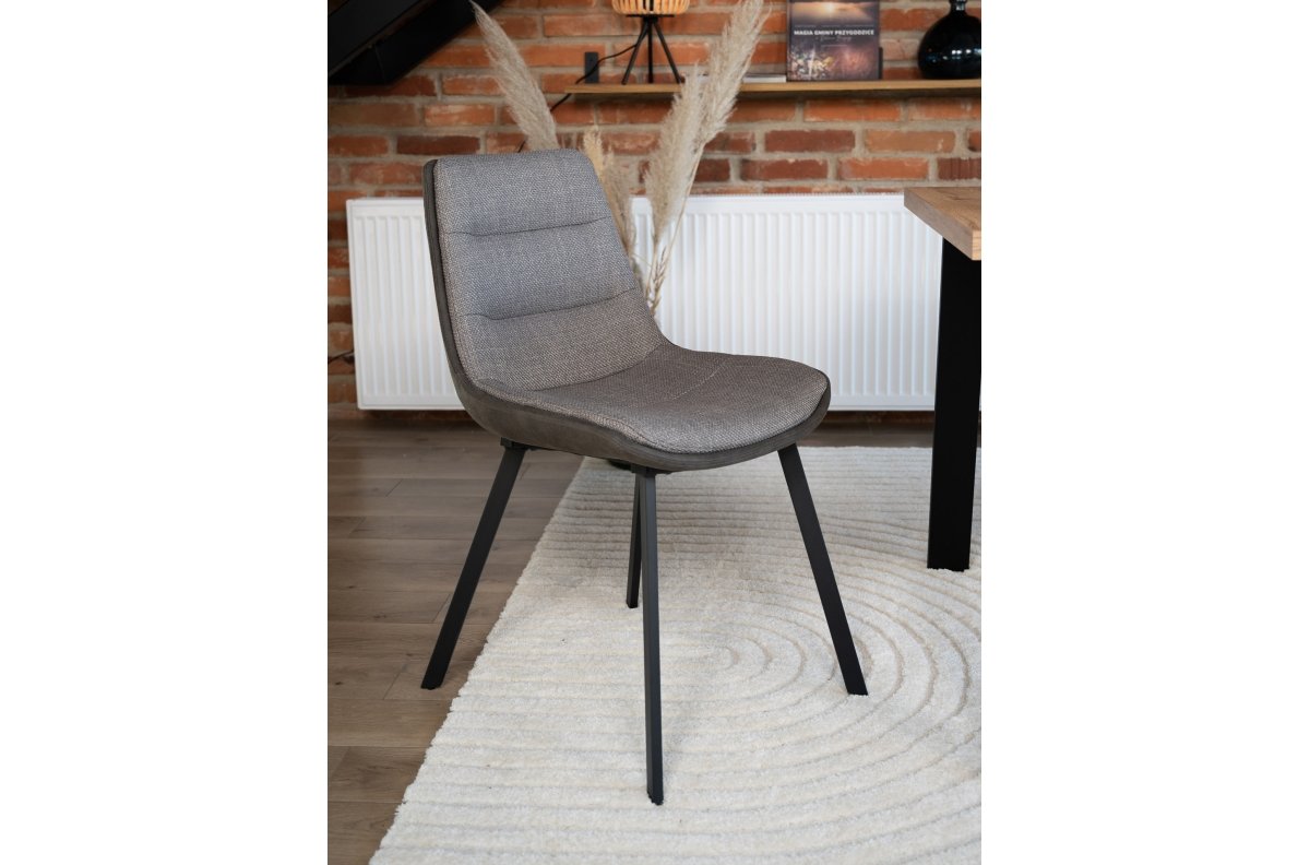 IDA light grey taupe grey/anthracite brown (fabric "Basel 34"/"Preston 96") - MODERN UPHOLSTERED CHAIR FOR LIVING ROOM/DINING ROOM - Image 2