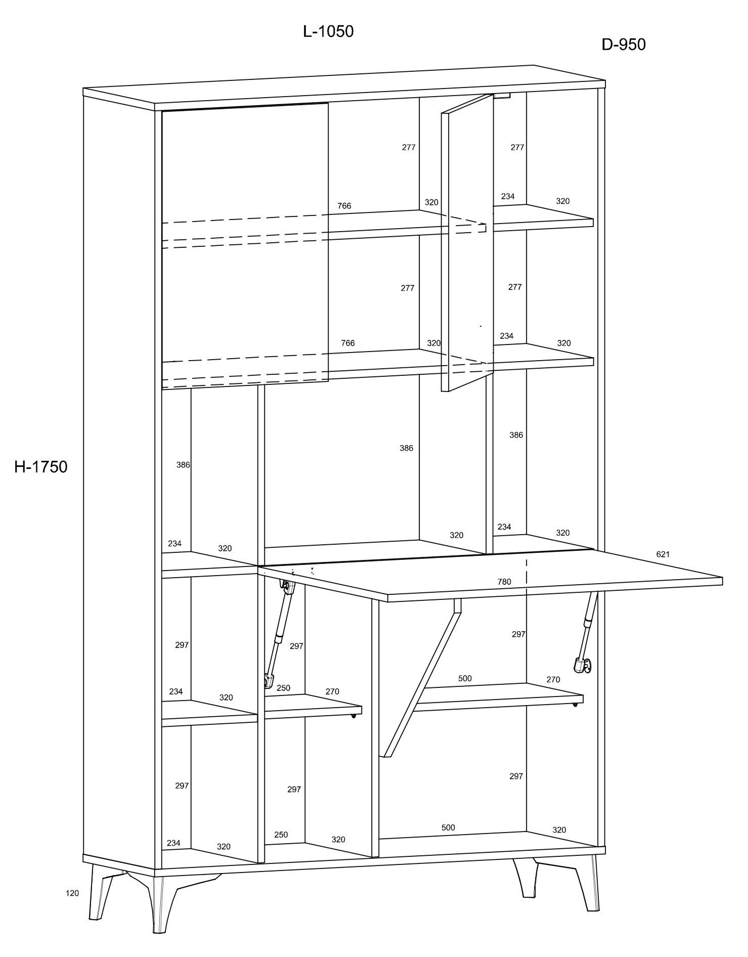 MEGAN 2 furniture, bookshelf + desk, oak - Image 3