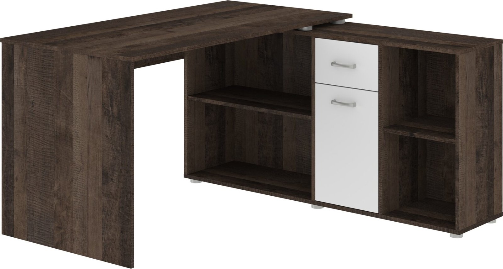 BEAT P corner table, simple, height-adjustable, gaming table, oak, granite color, glossy white - Image 5