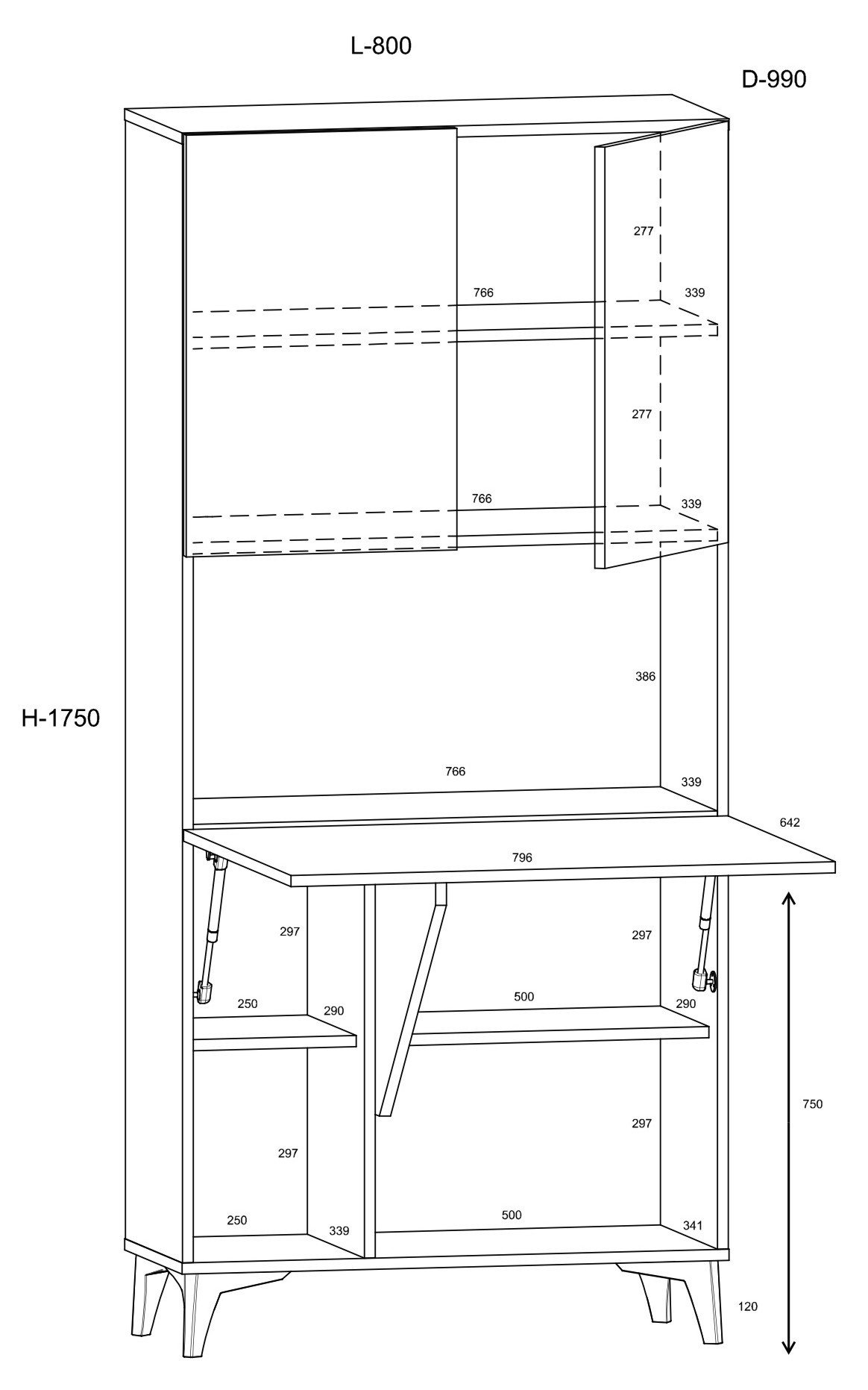 MEGAN furniture, 1 shelf + table, oak - Image 3