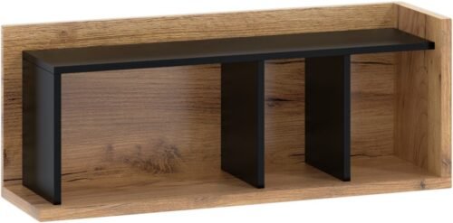 BOX 04 furniture hanging wall bookshelf, oak color, gold color, black