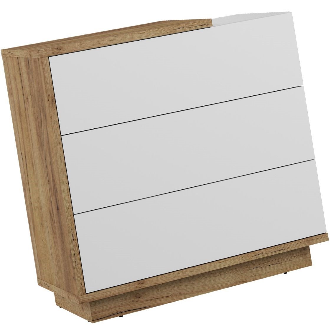HYBRID 09 furniture chest of drawers for living room, bedroom, handicraft style, oak, gold, white colorHYBRID - Image 4