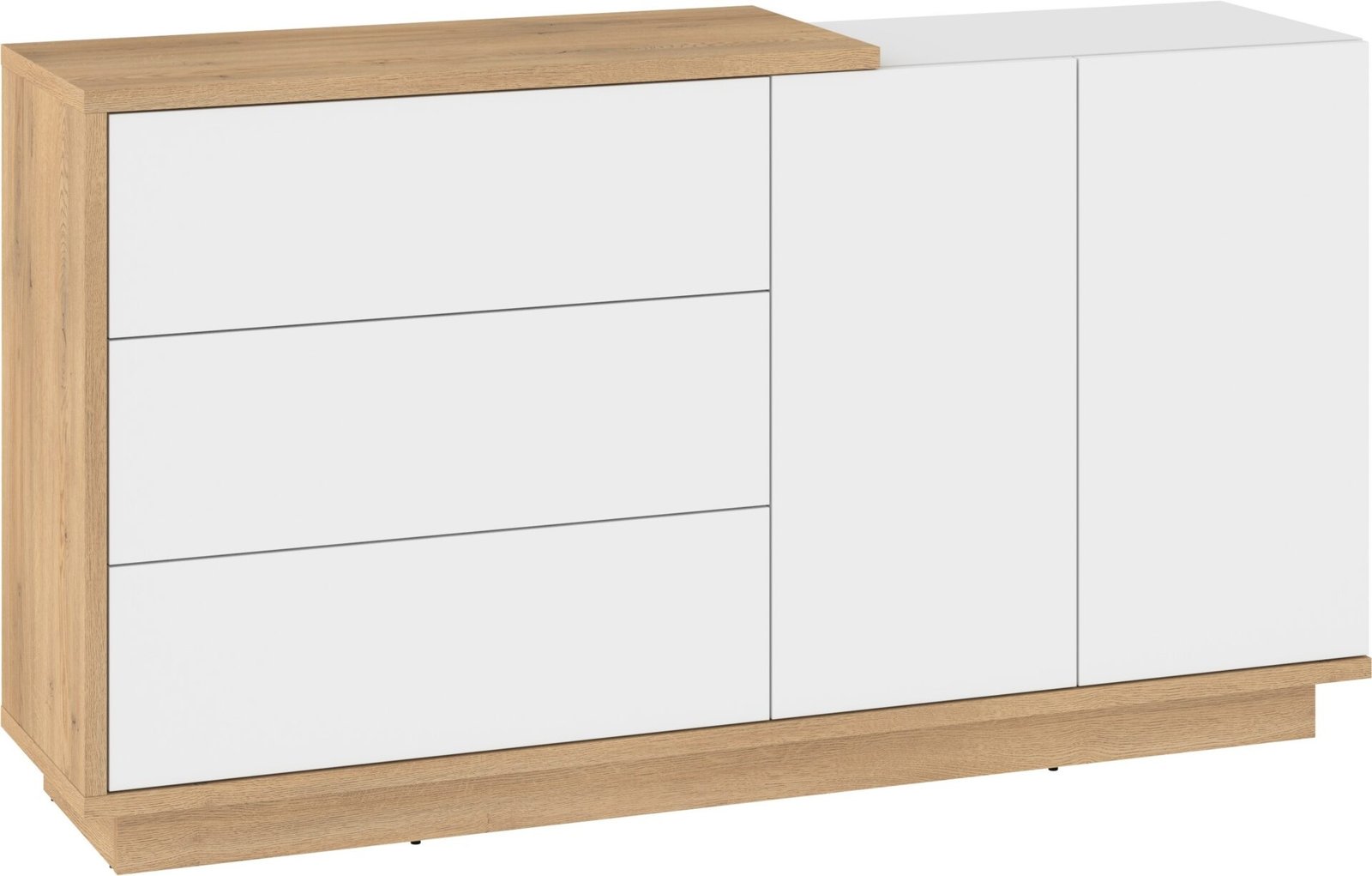 HYBRID 07 large chest of drawers with doors, made of cremona oak, glossy white colorHYBRID