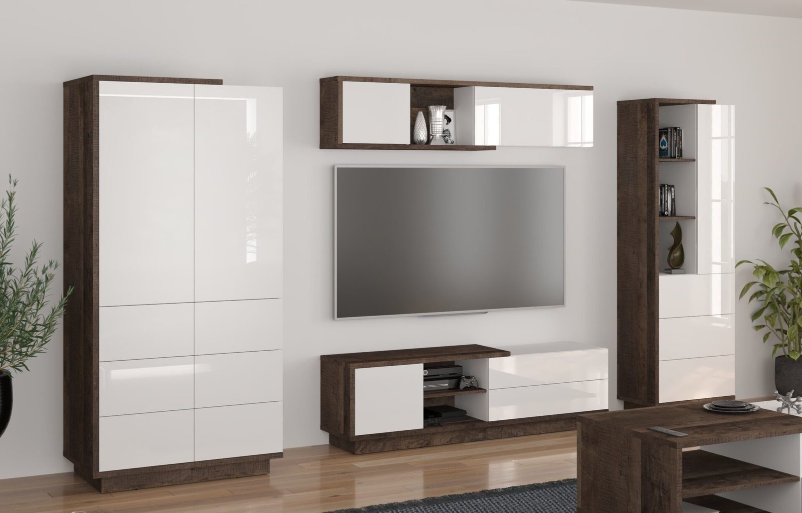 HYBRID furniture #2 wardrobe TV cabinet shelf bookshelf grange oak white glossyHYBRID