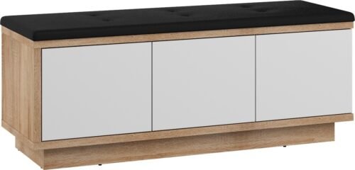 HYBRID 02 hallway cabinet with seat, Sonoma oak, white gloss colorHYBRID
