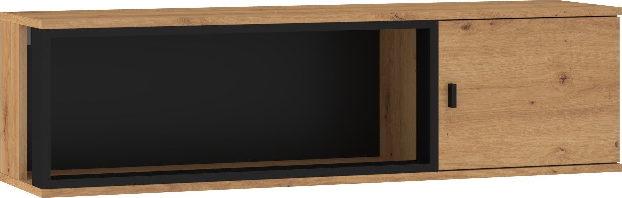 VEGAS 15 furniture, wall shelf, loft cabinet, oak, black