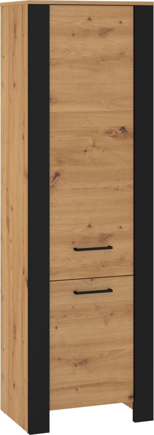 SLIDE 01 furniture narrow closed bookcase with shelves linen cabinet artistic oak black