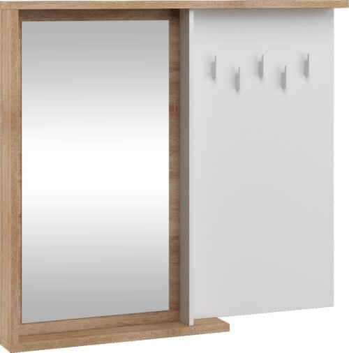 HYBRID 26 furniture rack with mirror for hallway, Sonoma oak, whiteHYBRID