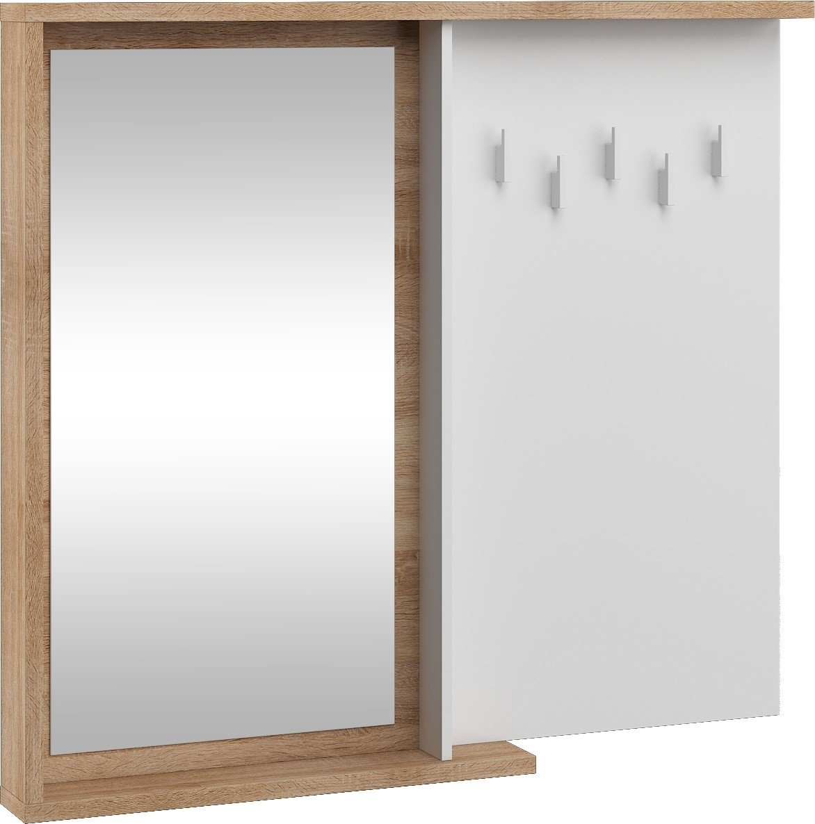 HYBRID 26 furniture rack with mirror for hallway, Sonoma oak, whiteHYBRID