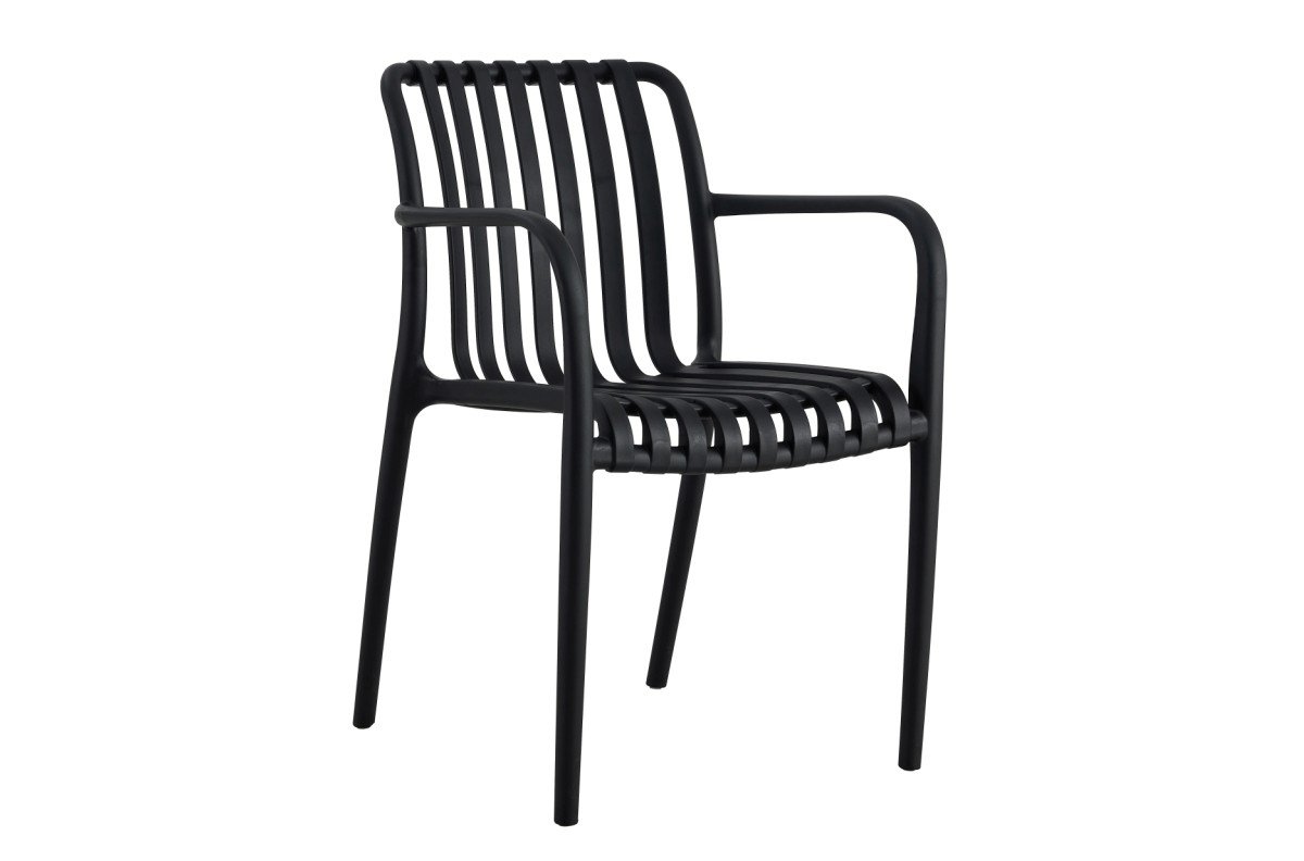 JULIAN Black - MODERN PLASTIC GARDEN CHAIR (for kitchen, cafe, garden) [ONE-TIME ASSEMBLY]