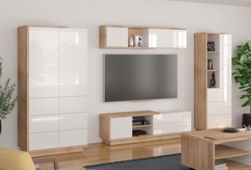 HYBRID furniture #2 wardrobe TV cabinet shelf bookshelf Sonoma oak white glossyHYBRID
