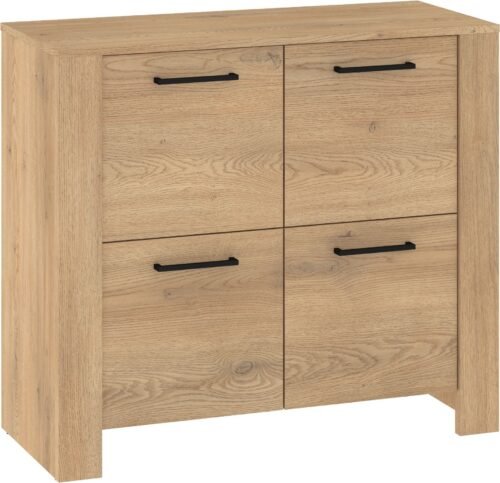SLIDE 04 furniture chest of drawers with doors for living room, bedroom, cremona oak