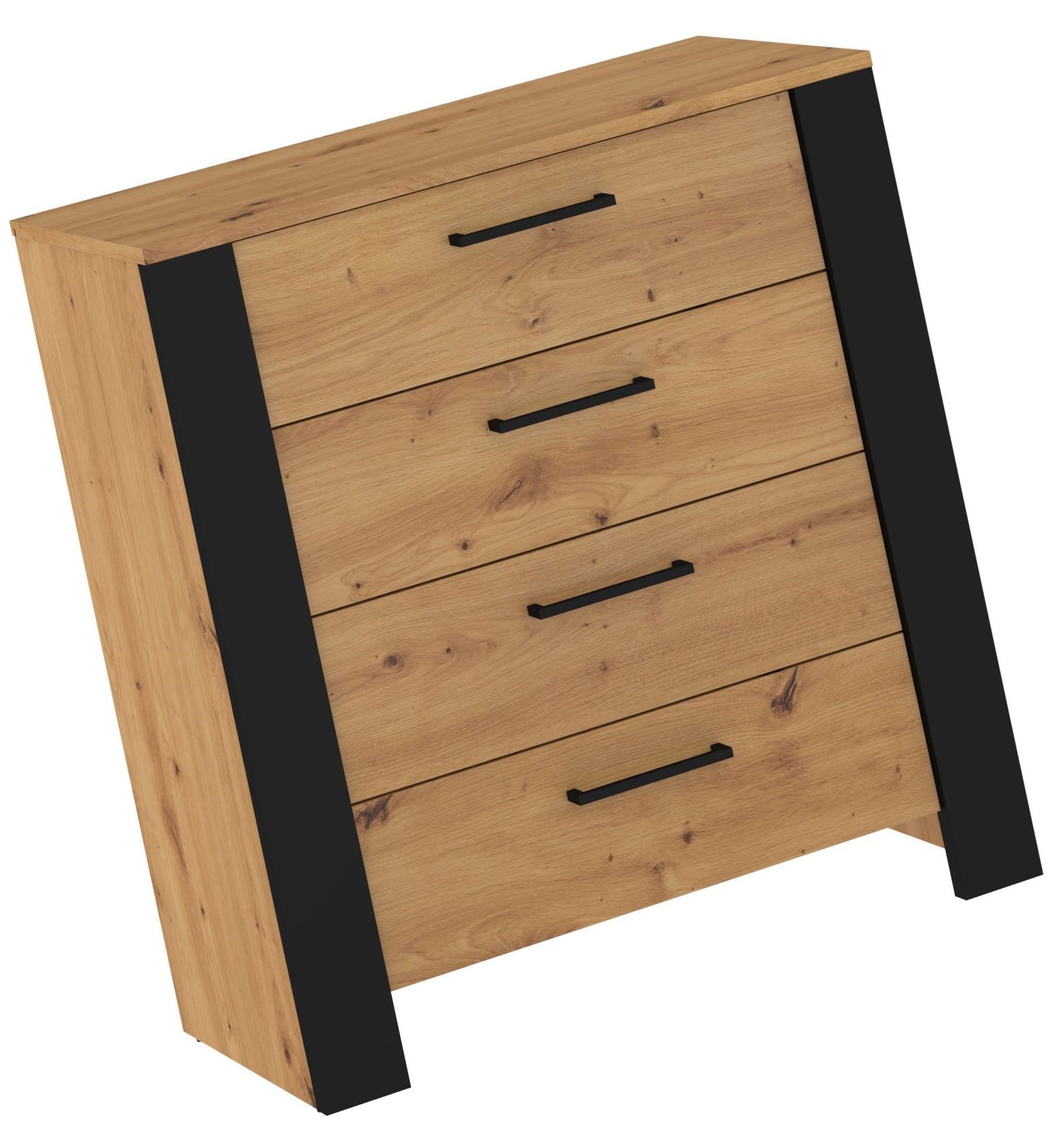 SLIDE 05 furniture chest of drawers for living room, bedroom, artistic oak color, black - Image 4