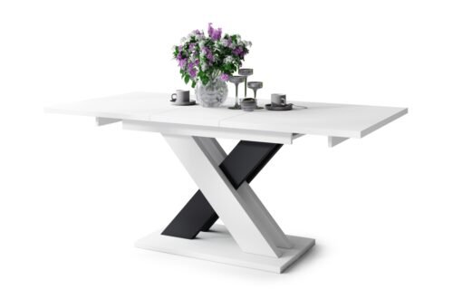 KARO matte white/matte black – MODERN TABLE, UP TO 180 CM IN LENGTH!