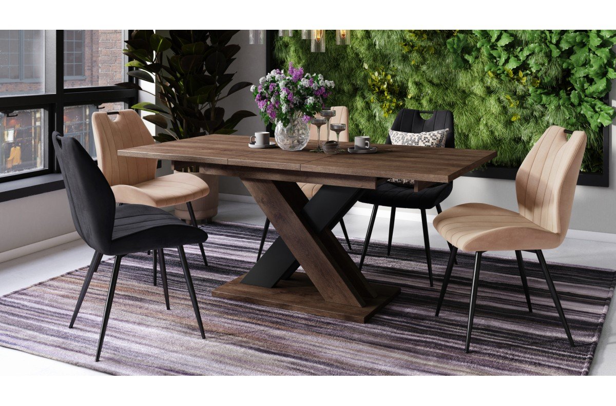 KARO Brown oak/Matte black - MODERN TABLE, UP TO 180 CM LENGTH! - Image 5