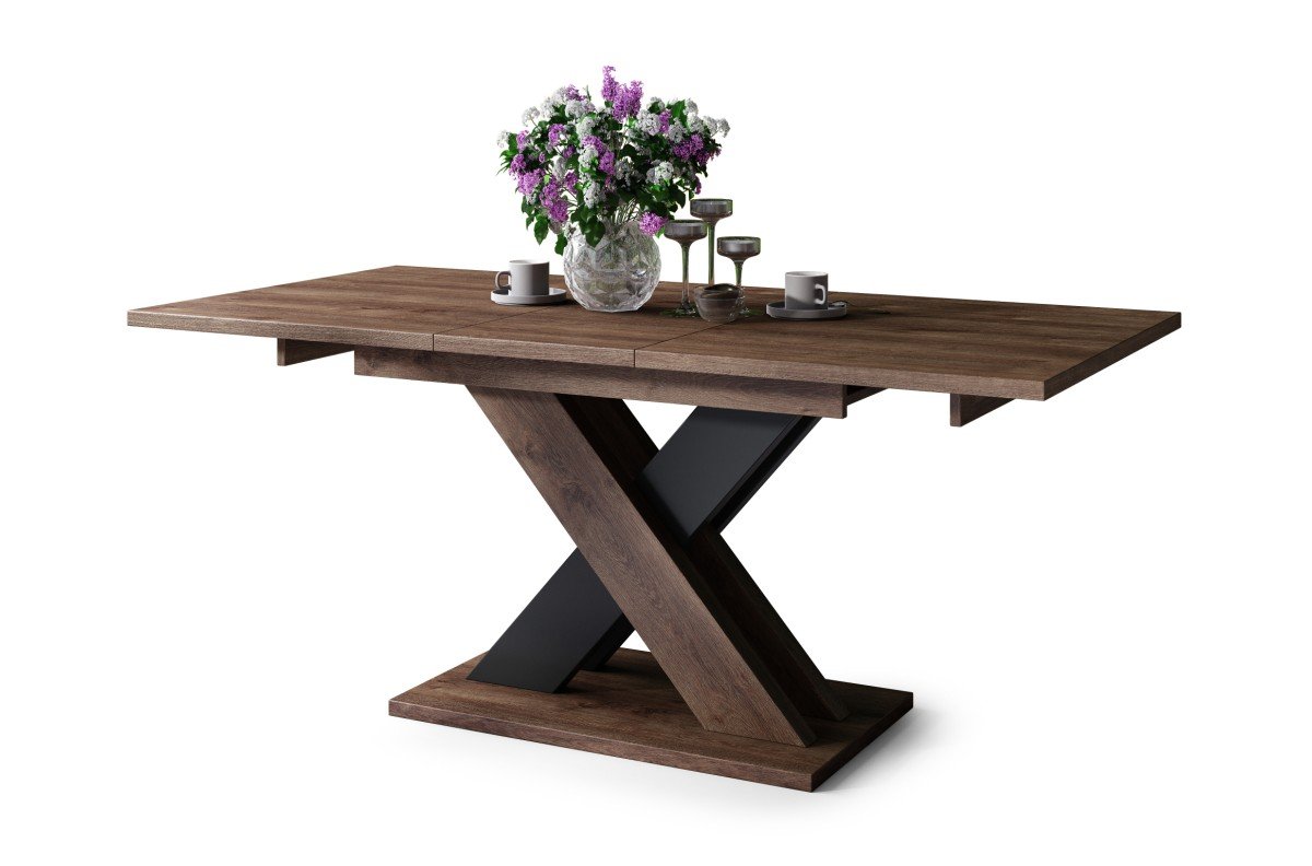 KARO Brown oak/Matte black - MODERN TABLE, UP TO 180 CM LENGTH!