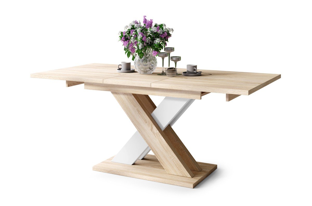 KARO Sonoma oak/matte white - MODERN TABLE, UP TO 180 CM LENGTH!