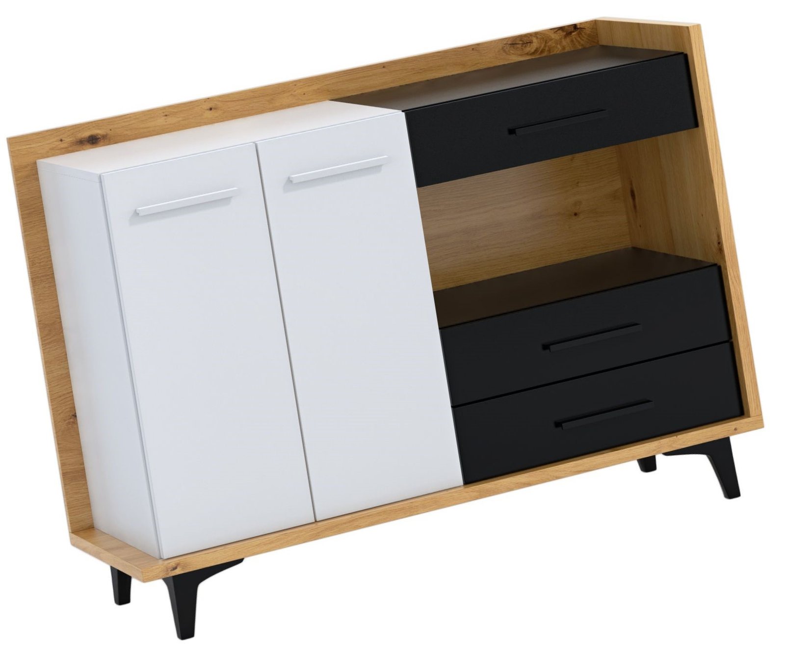 BOX 02 furniture, large chest of drawers for living room, artistic, white, black - Image 3